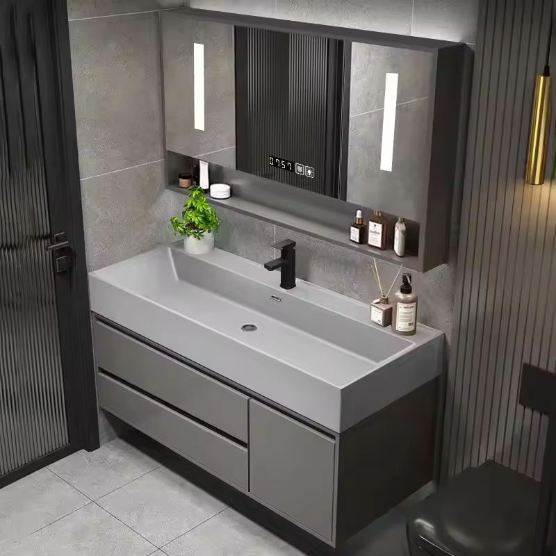 Smart Wall-Mounted Bathroom Vanity with LED Mirror