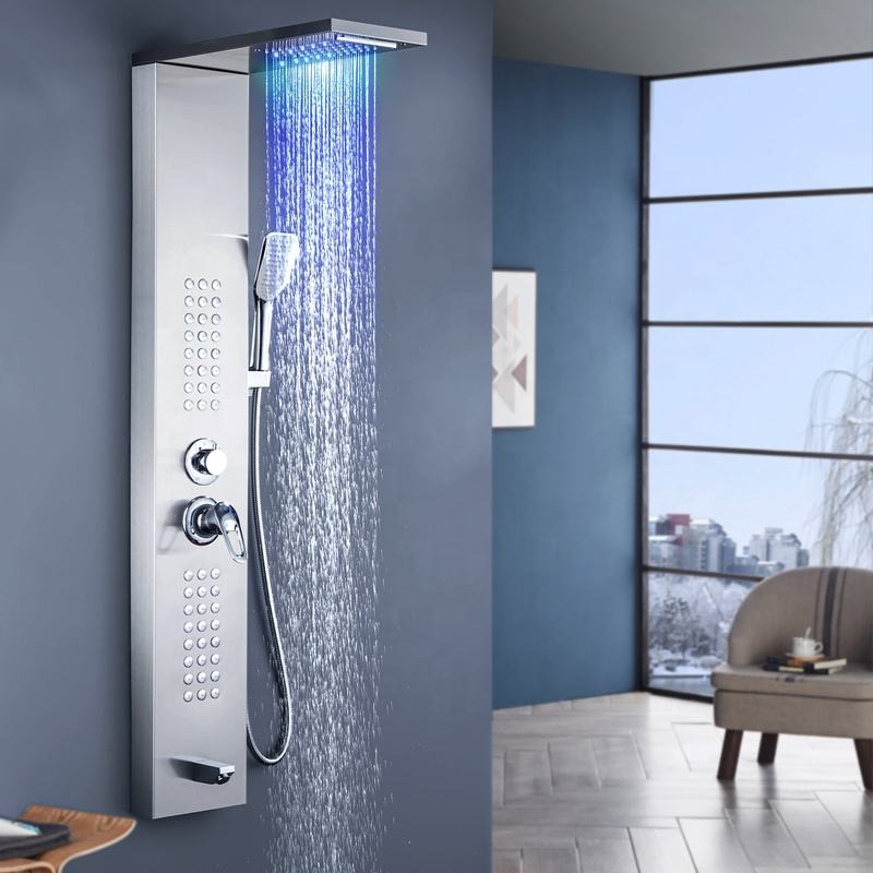 Luxury LED Stainless Steel Shower Panel – 5 Function System