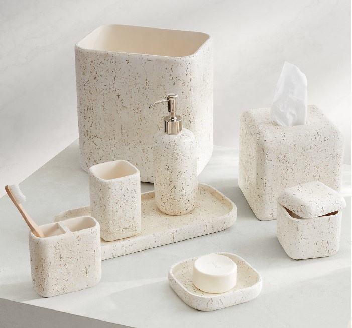 Premium Stone-Finish Bathroom Accessories Set