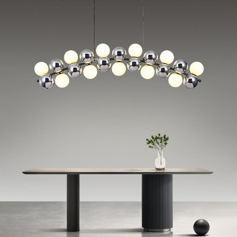 Modern Chrome Globe Chandelier – Molecular Design