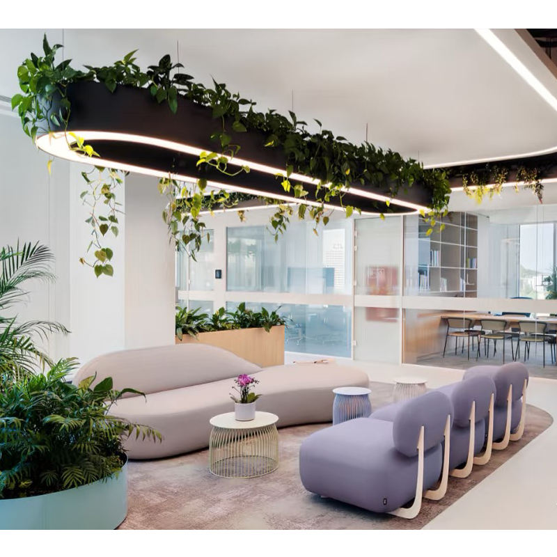 Modern Green Chandelier with Integrated LED Planter