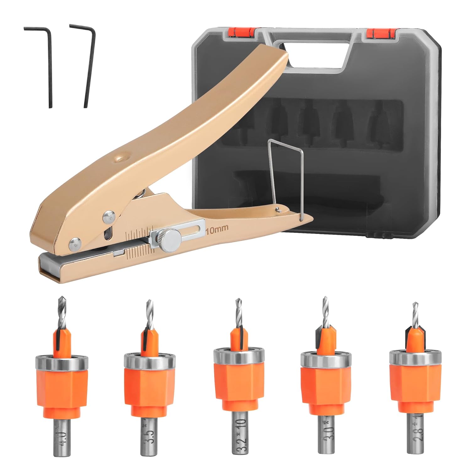Adjustable Countersink Drill Bit Set with Depth Stop & Hole Punch Pliers